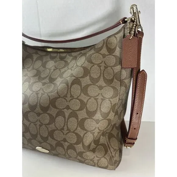 Coach Celeste Convertible Hobo Monogram Signature Coated Canvas Brn Shoulder Bag - Picture 5 of 16